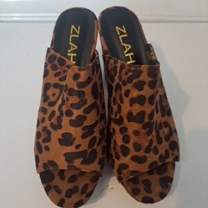 Brown Leopard Print Mules